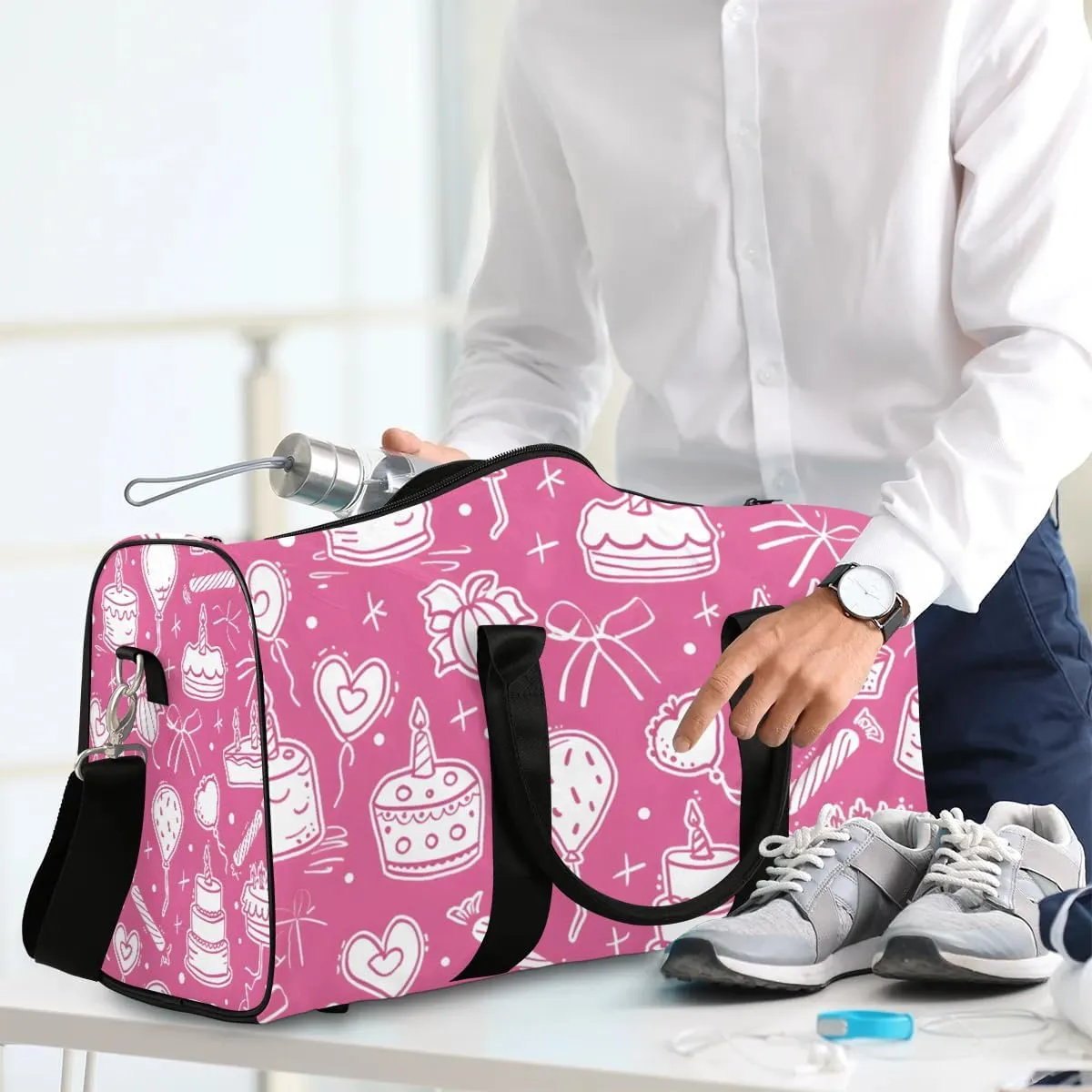 Birthday Cake Balloon Foldable Lightweight Duffle Bag for Travel - Waterproof Carry On Bags for Airplanes, Travel Duffel Bags for Gym, Weekend