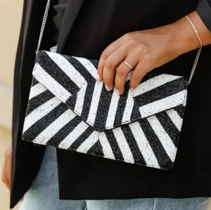 Black & White Beaded Purse / Beaded Clutch