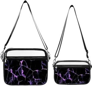 Black And Purple Marble Transparent Cross Bag Two-piece Set