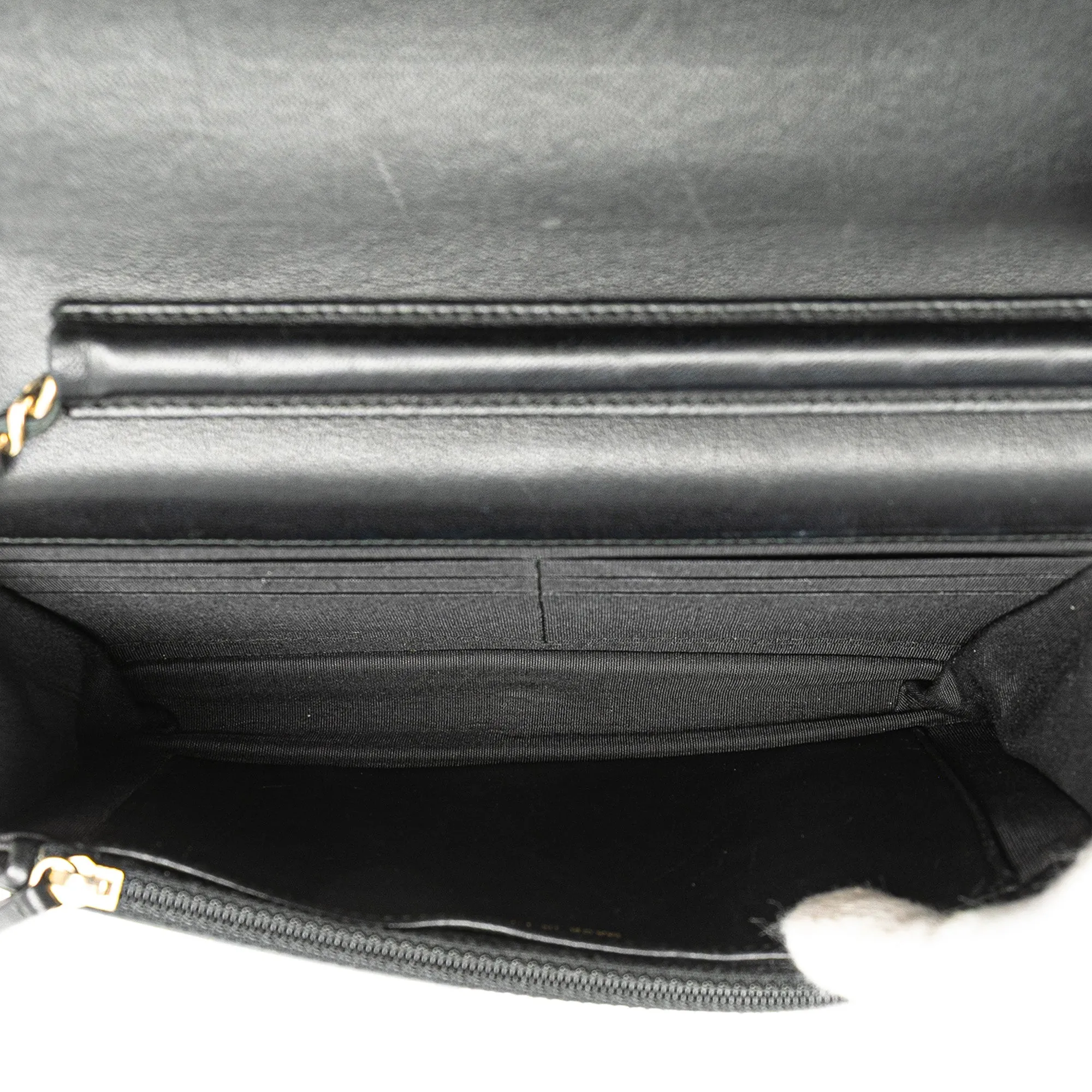 Black Chanel CC Studded Lambskin Wallet on Chain Crossbody Bag