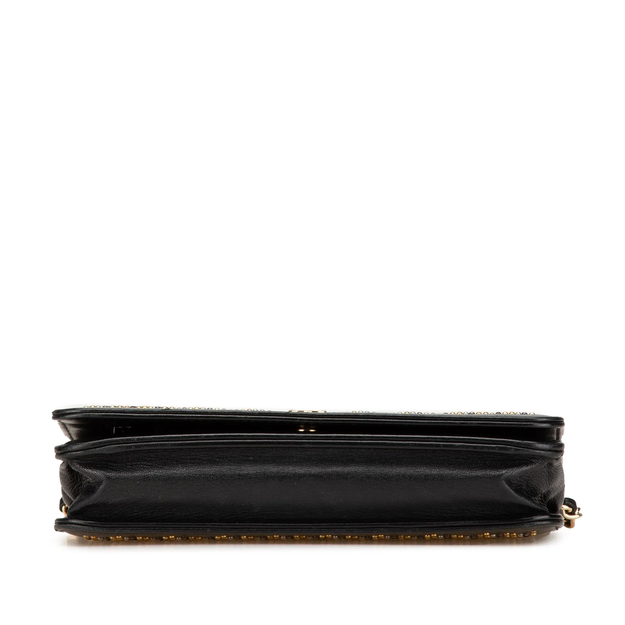 Black Chanel CC Studded Lambskin Wallet on Chain Crossbody Bag