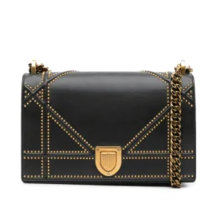 Black Dior Medium Studded Lambskin Diorama Flap Crossbody Bag