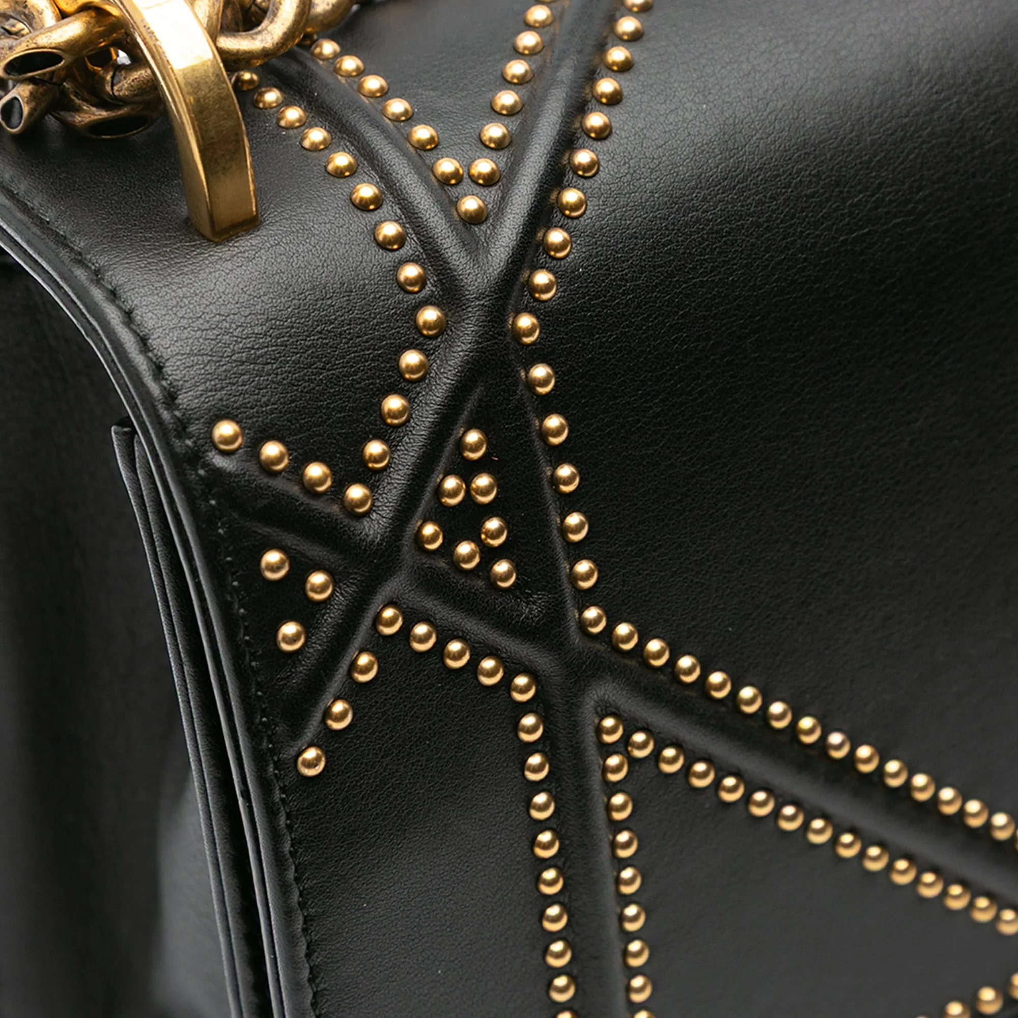 Black Dior Medium Studded Lambskin Diorama Flap Crossbody Bag