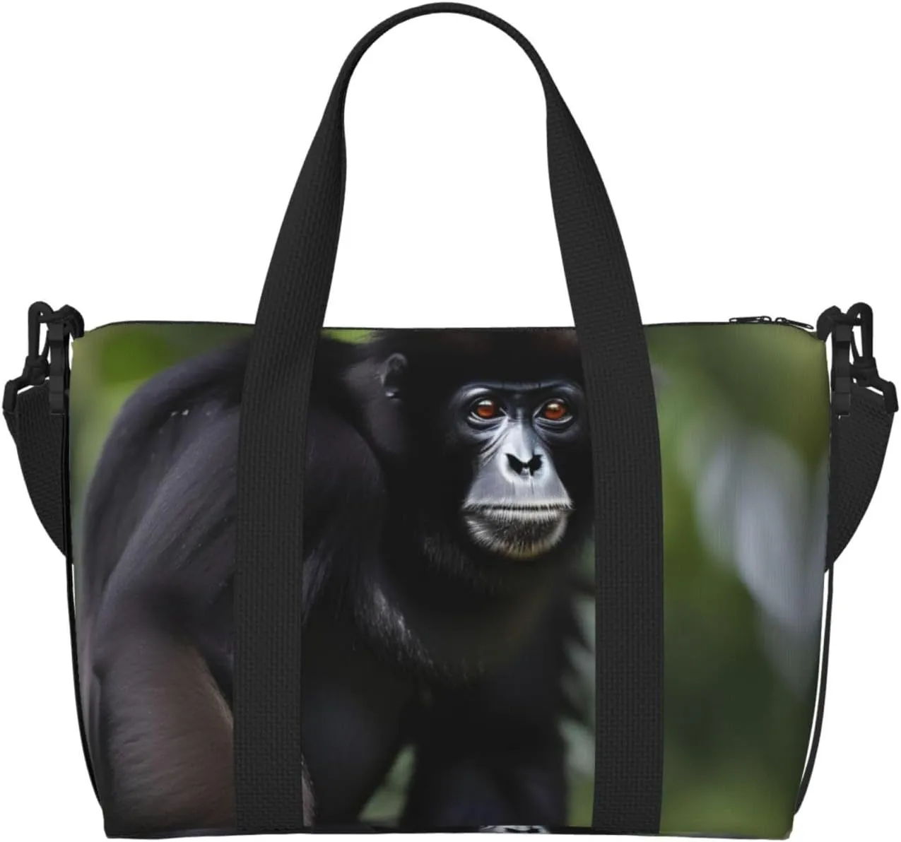 Black Gibbon Monkey Print Hand Travel Bag,Gym Bag,Weekend Travel Overnight Bag,Tote Bag Sports Bag For Women Men