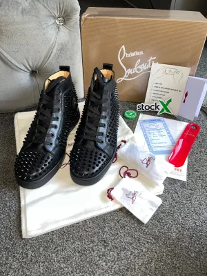 Black Leather Studded High Trainers