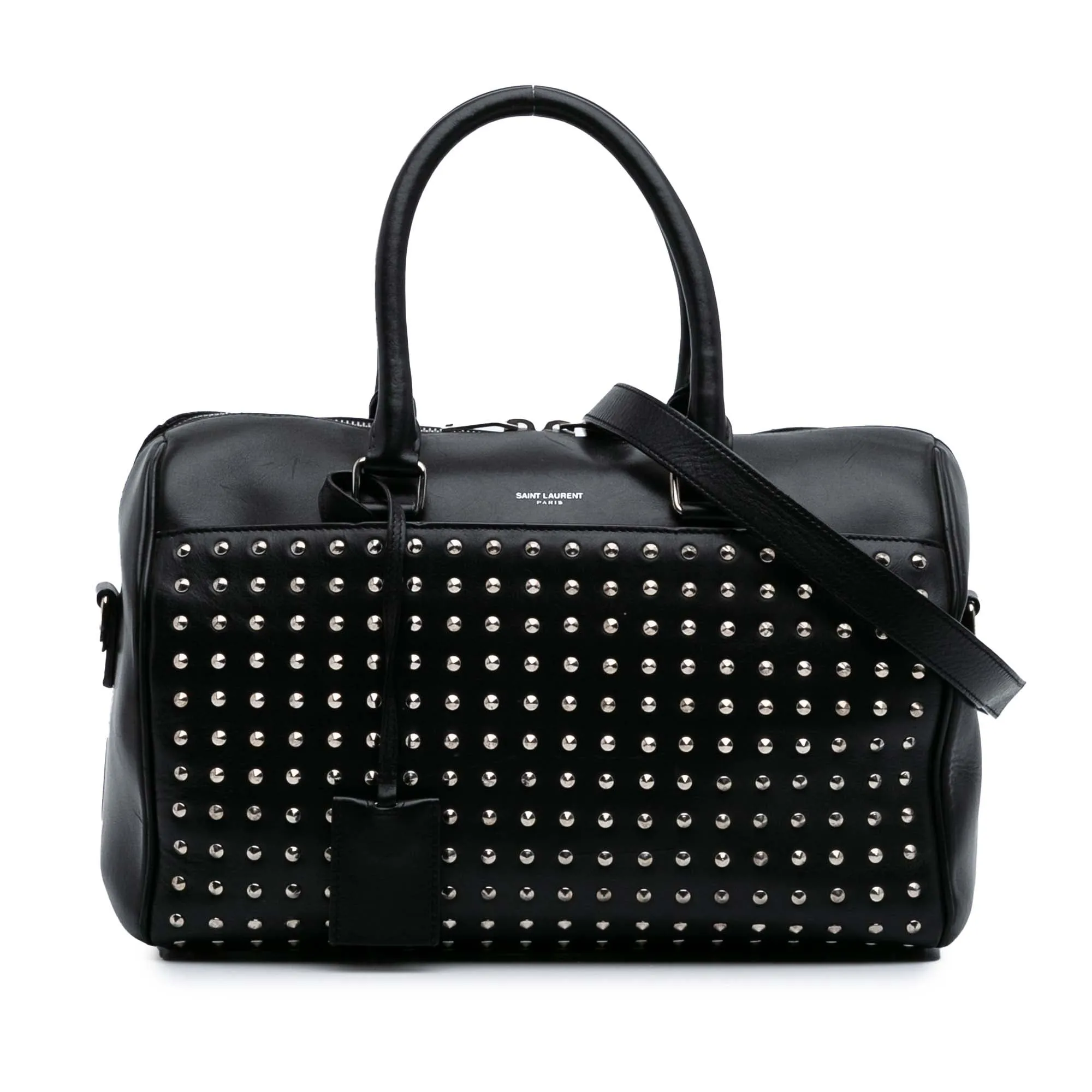 Black Saint Laurent Studded Leather Classic Duffle 6 Bag Satchel