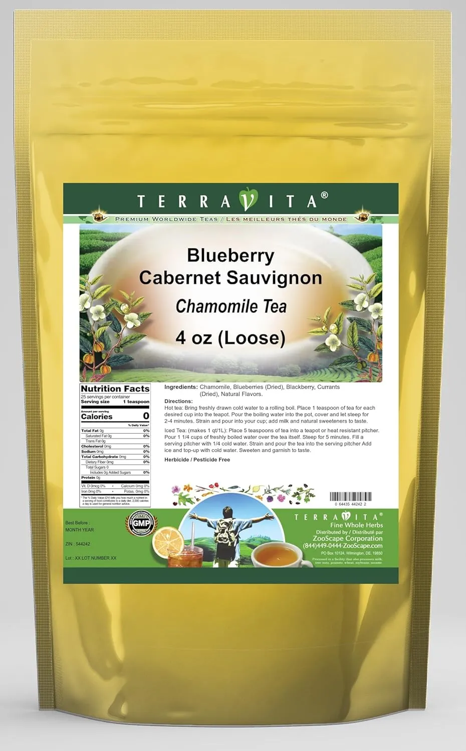 Blueberry Cabernet Sauvignon Chamomile Tea (Loose) (4 oz, ZIN: 544242)