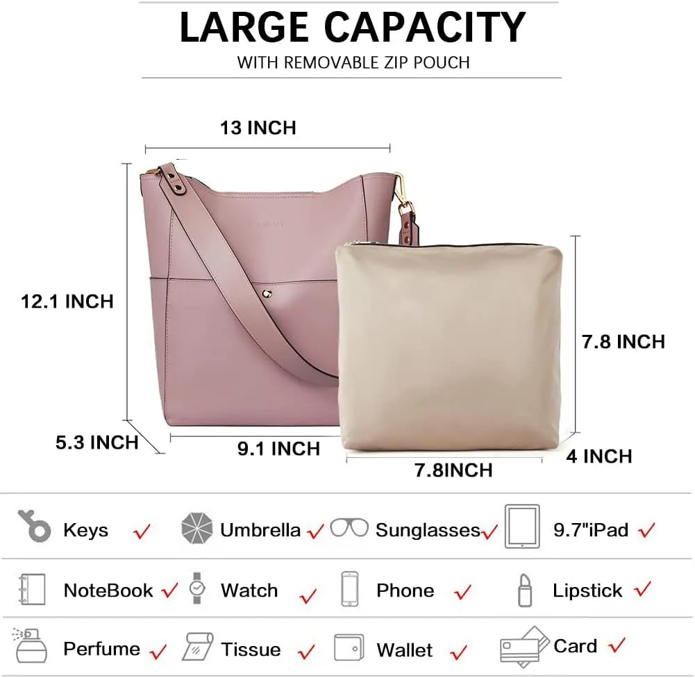 BOSTANTEN Women's Leather Designer Handbags Tote Purses Shoulder Bucket Bags