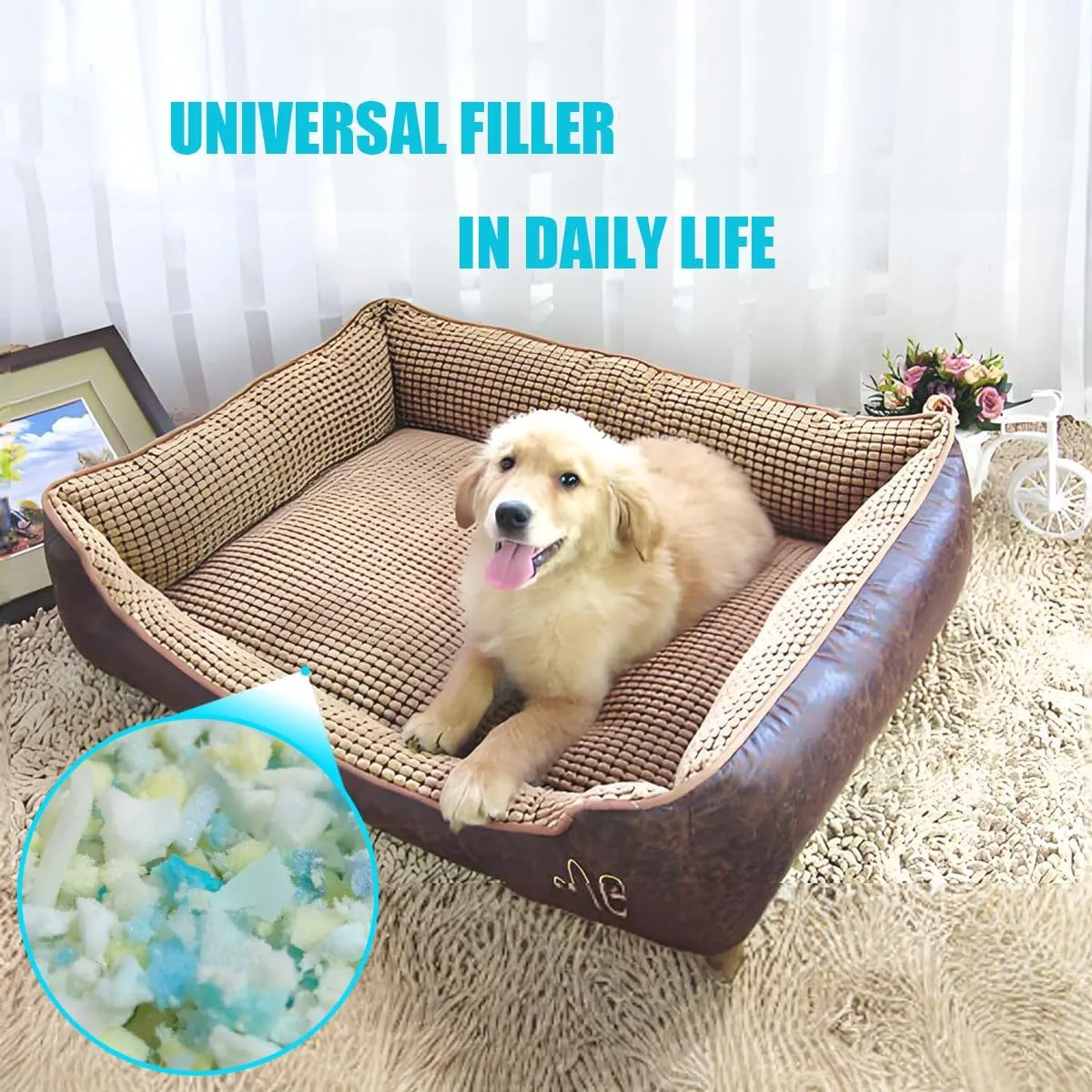BOXIN 40lbs Shredded Memory Foam Filling for Bean Bag Filler, Soft and Convenient Pillow Stuffing Foam for Couch Cushion, Dog Bed, Chair, Arts & Crafts, Added Gel Particles