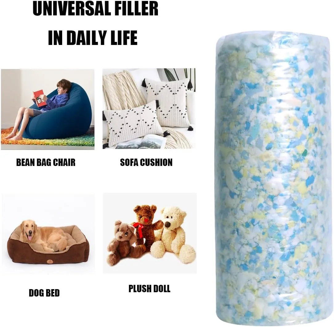 BOXIN 40lbs Shredded Memory Foam Filling for Bean Bag Filler, Soft and Convenient Pillow Stuffing Foam for Couch Cushion, Dog Bed, Chair, Arts & Crafts, Added Gel Particles