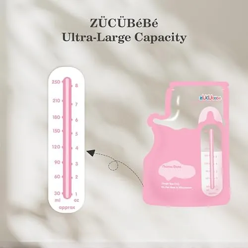 Breastmilk Storage Bags(300 Count)，8oz Milk Storage Bags for Breastfeeding，BPA Free with Easy Pour Spout, Self Standing, for Refrigeration and Freezing