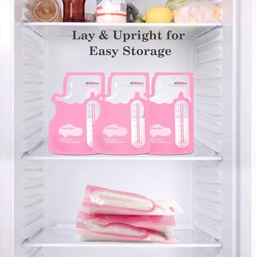 Breastmilk Storage Bags(300 Count)，8oz Milk Storage Bags for Breastfeeding，BPA Free with Easy Pour Spout, Self Standing, for Refrigeration and Freezing
