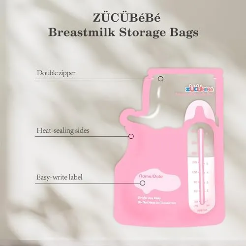 Breastmilk Storage Bags(300 Count)，8oz Milk Storage Bags for Breastfeeding，BPA Free with Easy Pour Spout, Self Standing, for Refrigeration and Freezing