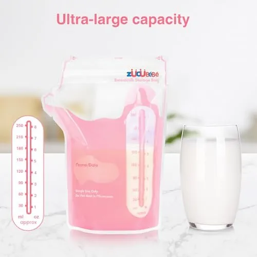 Breastmilk Storage Bags(360 Count)，8oz Milk Storage Bags for Breastfeeding，BPA Free with Easy Pour Spout, Self Standing, for Refrigeration and Freezing