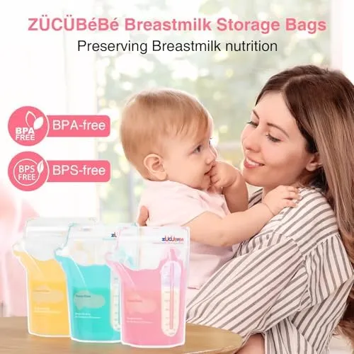 Breastmilk Storage Bags(360 Count)，8oz Milk Storage Bags for Breastfeeding，BPA Free with Easy Pour Spout, Self Standing, for Refrigeration and Freezing