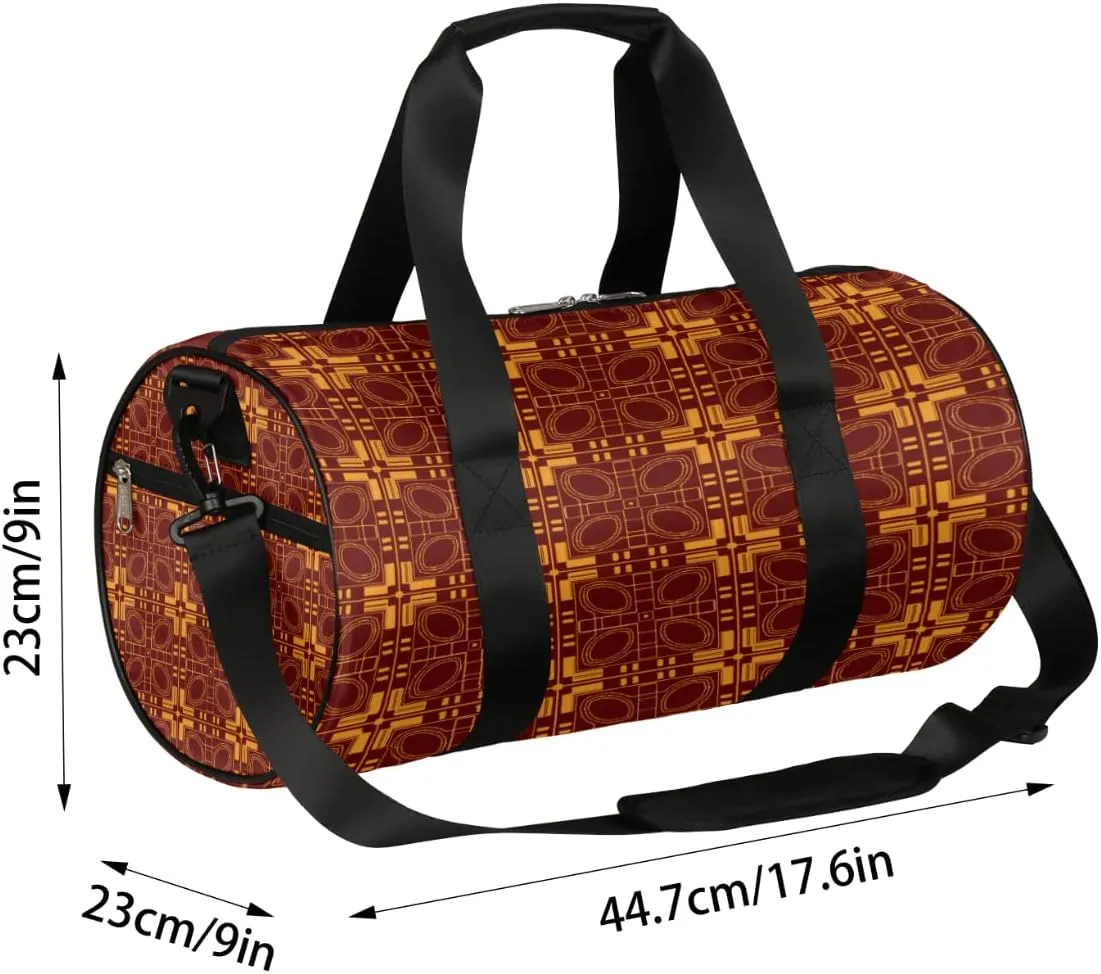 Bronze Aztec Ornament Gym Bag Small Gym Duffel Bags for Men Women Overnight Weekender Bag Lightweight Sport Duffle Bag Carry On Gymbag