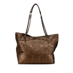 Brown Chanel Distressed Calfskin Shopping In Moscow Tote