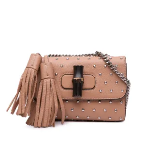 Brown Gucci Small Leather Studded Miss Bamboo Crossbody