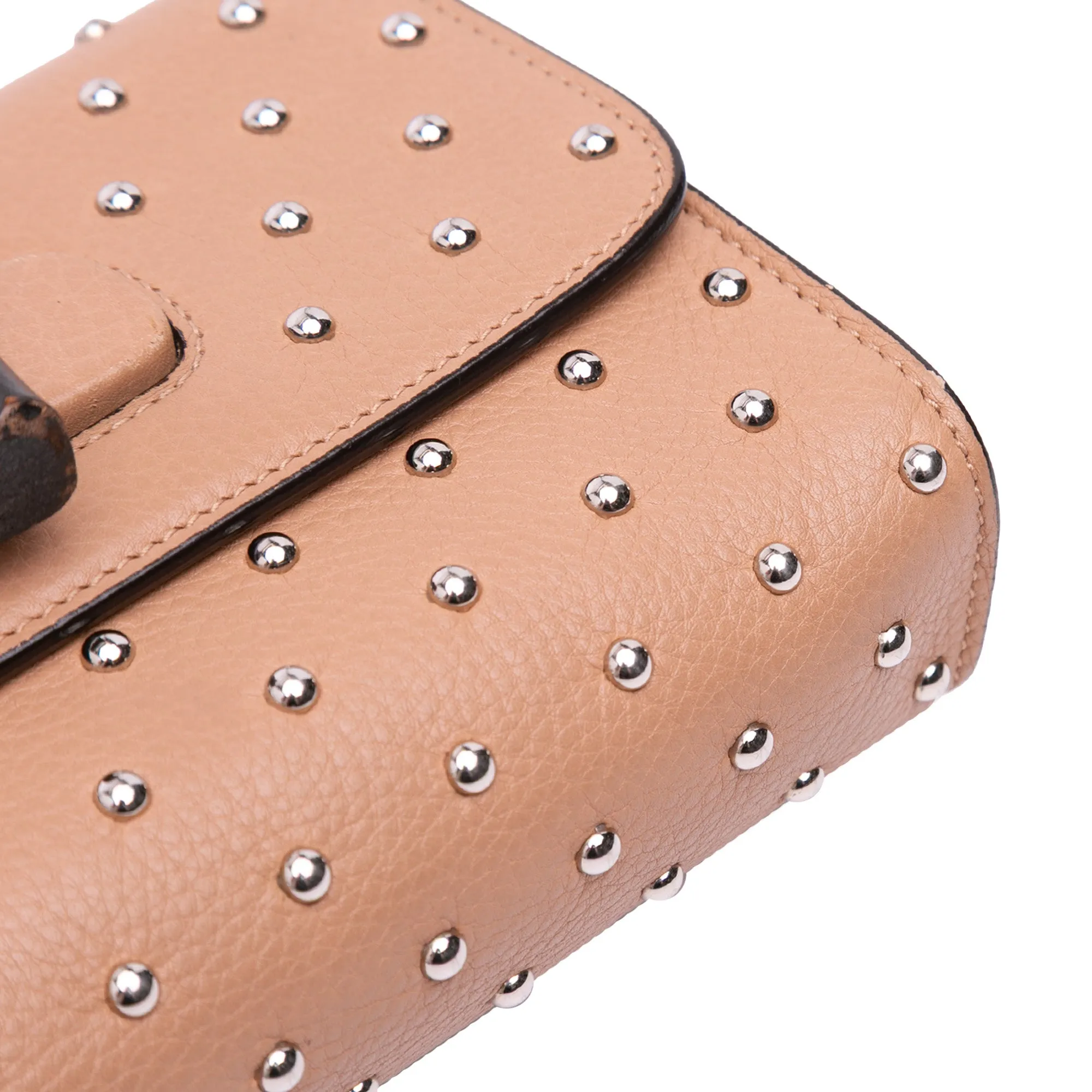 Brown Gucci Small Leather Studded Miss Bamboo Crossbody