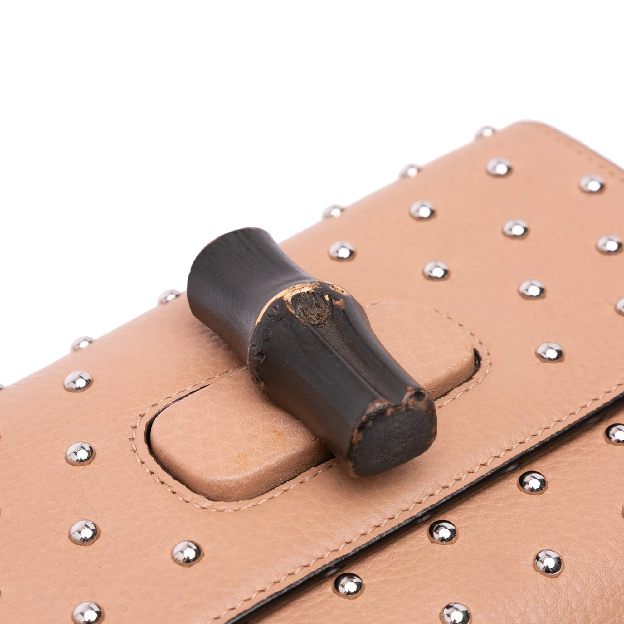 Brown Gucci Small Leather Studded Miss Bamboo Crossbody
