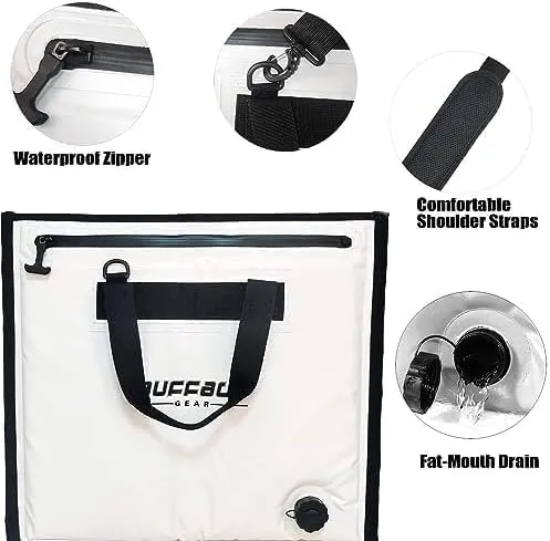 Buffalo Gear Insulated Cooler Bag - 20x18in Bait Cooler, Waterproof Fish Kill Bag