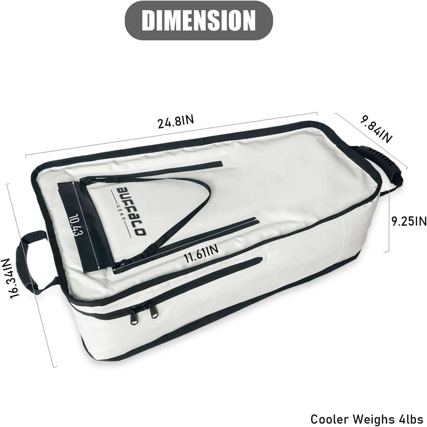 Buffalo Gear Kayak Fish Cooler Bag, 25in Portable Kayak Cooler for Caught Fish,Leak Proof Kayak Fishing Kill Bags with Shoulder Strap