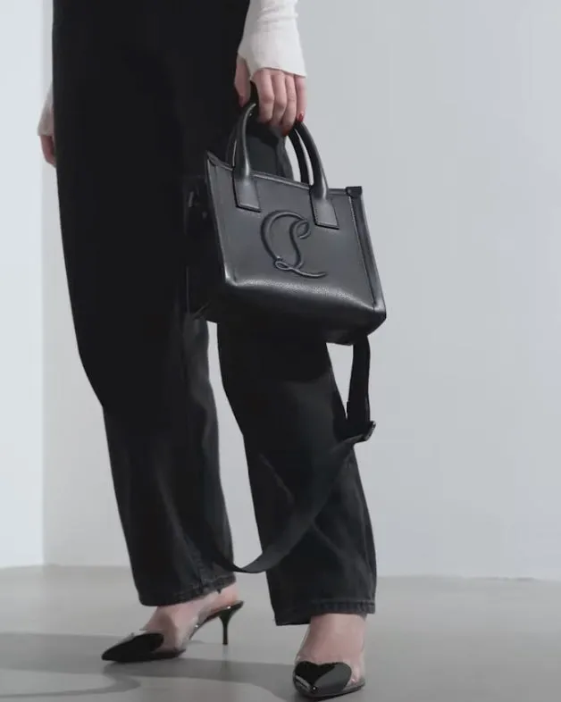 By my side E/W mini black leather tote bag