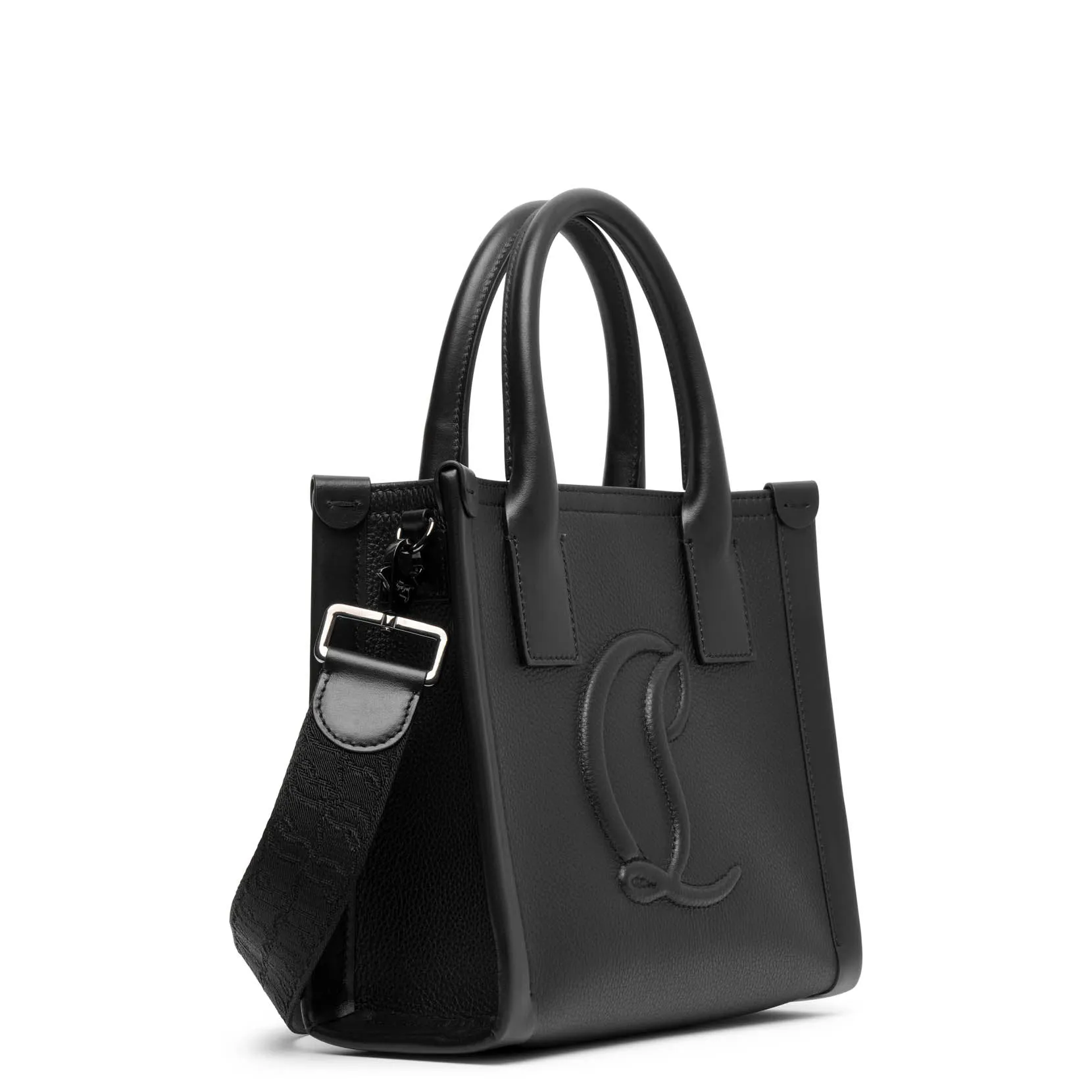 By my side E/W mini black leather tote bag