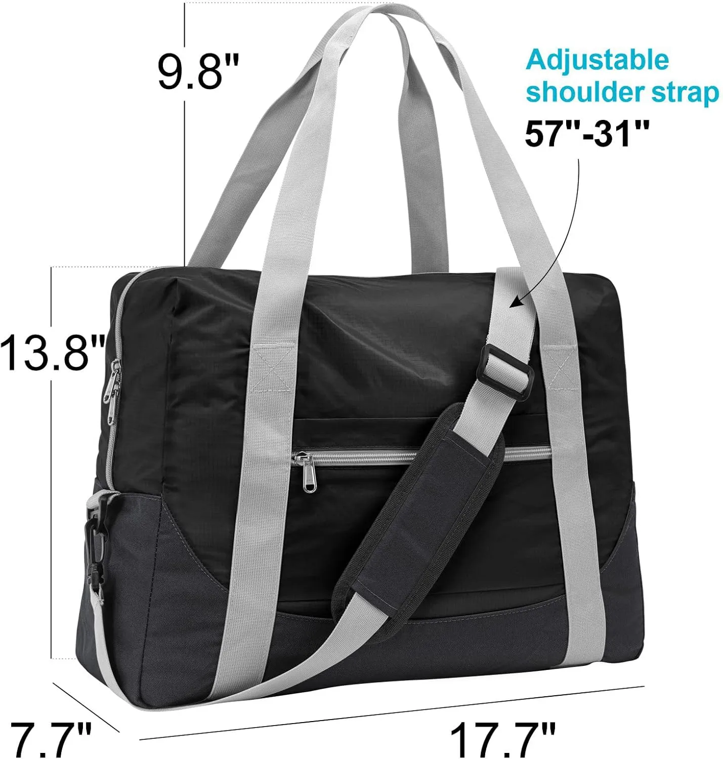 Cambond Spirit Airlines Personal Item Bag 18x14x8 Inch - 30L Carry on Personal Item Travel Bag for Short Trip with Shoulder Strap, Lightweight Compact Underseat Foldable Travel Duffel Bags, Black