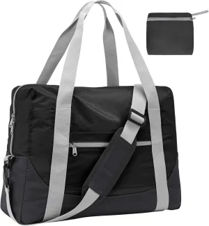 Cambond Spirit Airlines Personal Item Bag 18x14x8 Inch - 30L Carry on Personal Item Travel Bag for Short Trip with Shoulder Strap, Lightweight Compact Underseat Foldable Travel Duffel Bags, Black