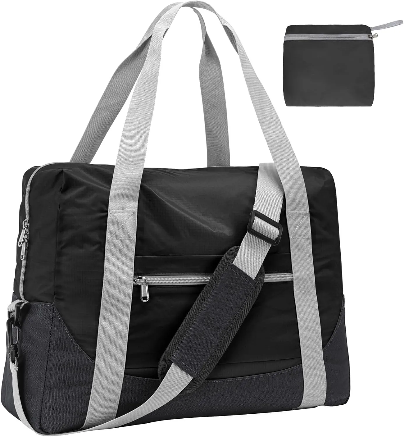 Cambond Spirit Airlines Personal Item Bag 18x14x8 Inch - 30L Carry on Personal Item Travel Bag for Short Trip with Shoulder Strap, Lightweight Compact Underseat Foldable Travel Duffel Bags, Black