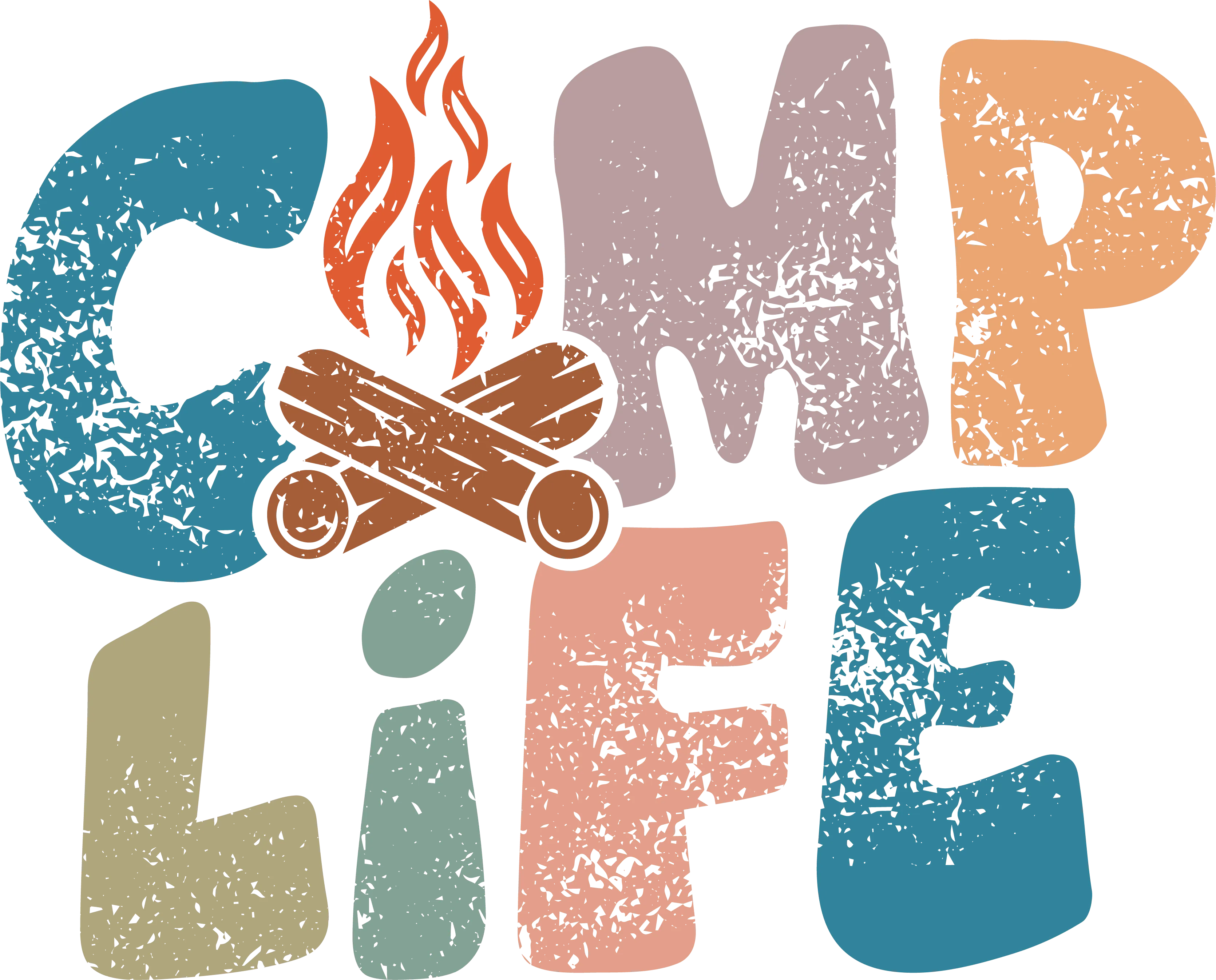 Camp life Distressed DTF (direct-to-film) Transfer