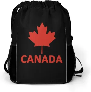 Canada Flag Maple Gym Bag Workout Gym Backpack with Shoe Compartment Sports Bags for Women Men