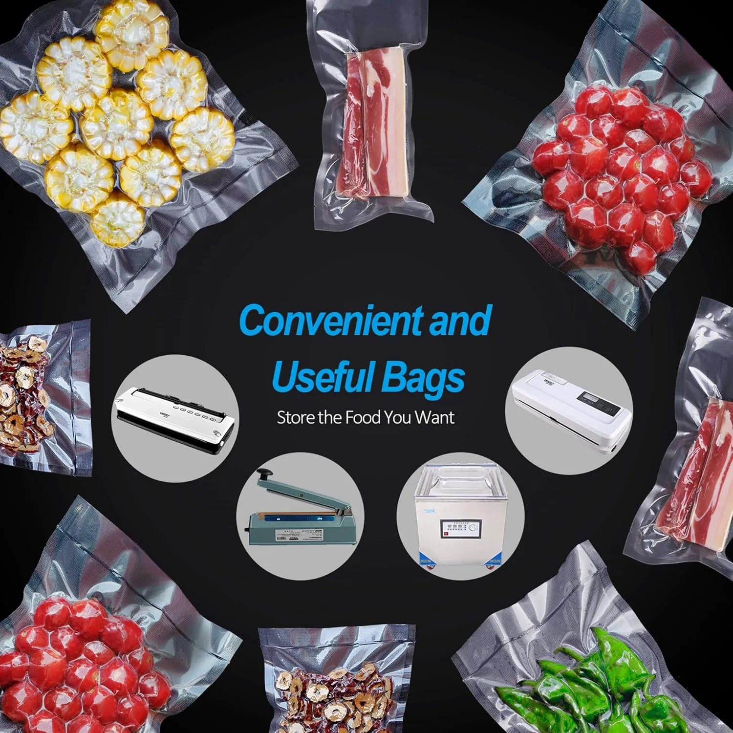 CANLENPK 8x12 Inch/20x30cm Vacuum Sealer Bags food Storage,Keep Fresh Lock Nutrition,Sous Vide Bags Freezeable and Boilable Microwaveable(50 Bags)
