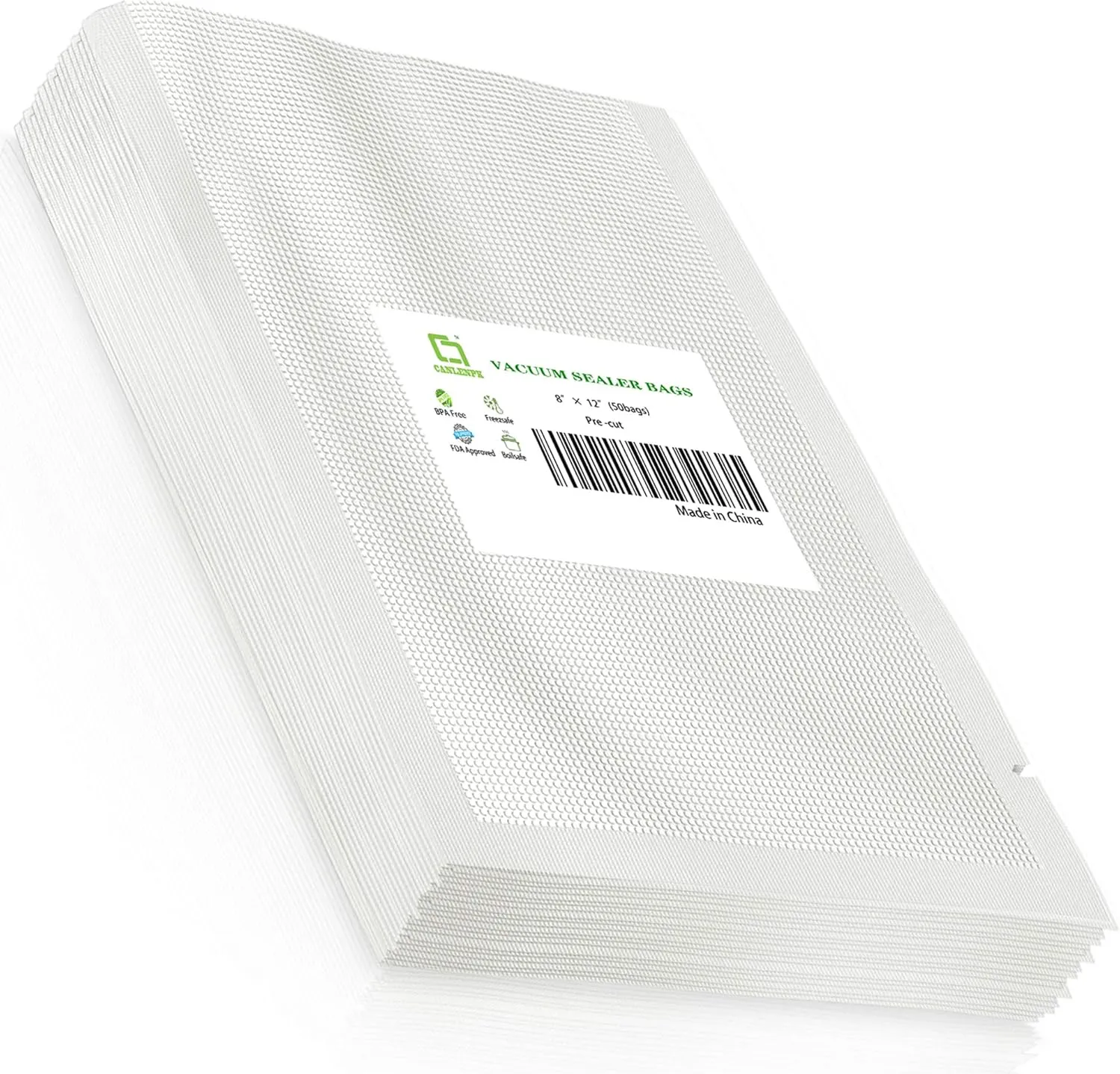 CANLENPK 8x12 Inch/20x30cm Vacuum Sealer Bags food Storage,Keep Fresh Lock Nutrition,Sous Vide Bags Freezeable and Boilable Microwaveable(50 Bags)