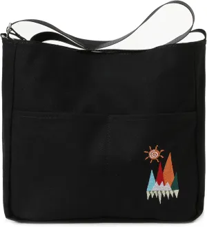 Canvas Crossbody Bag for Women Men, Fashion Casual Shoulder Bags Messenger Bag with Embroidery