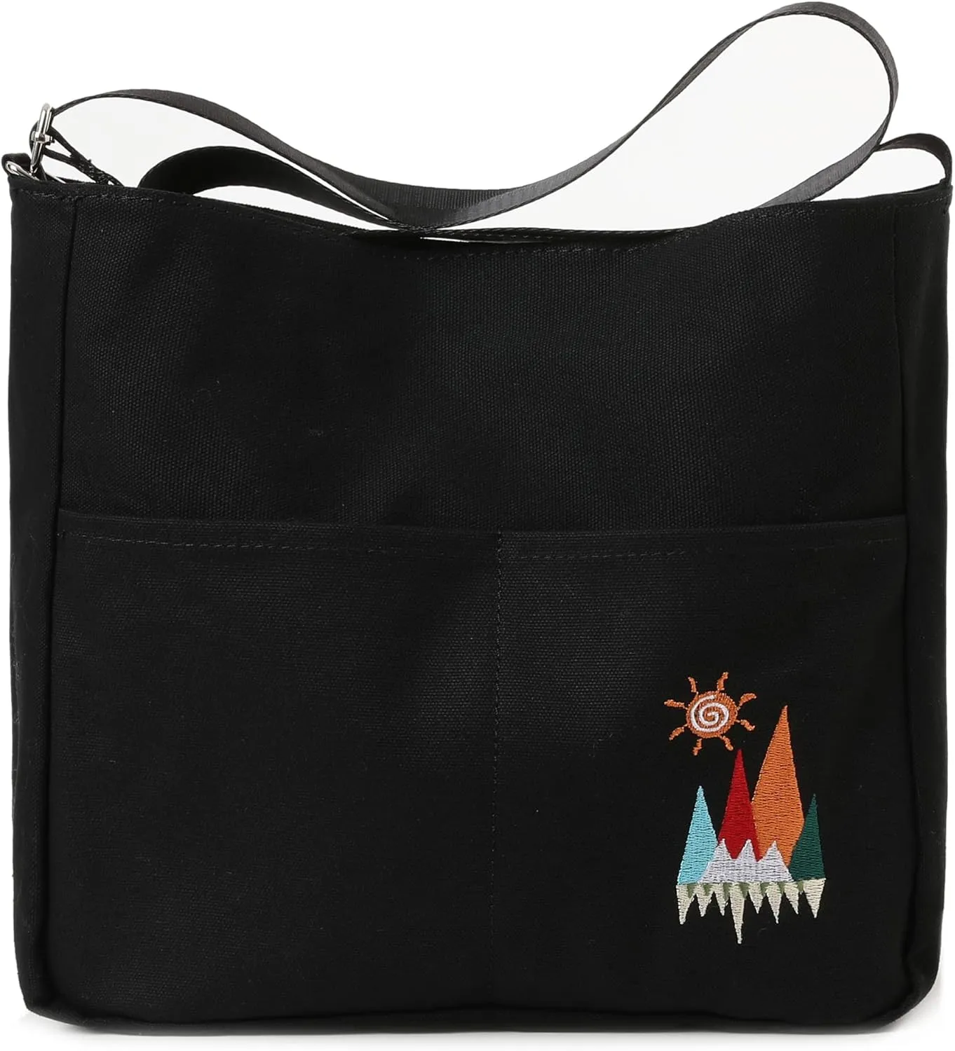 Canvas Crossbody Bag for Women Men, Fashion Casual Shoulder Bags Messenger Bag with Embroidery