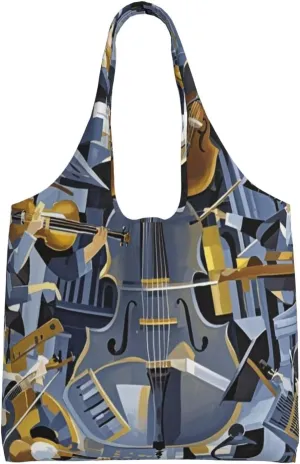 Canvas Tote Bag, Washable Cute Reusable Shoulder Hand Purse bags for Women Shopping Gifts Beach(Urban Symphony Print)