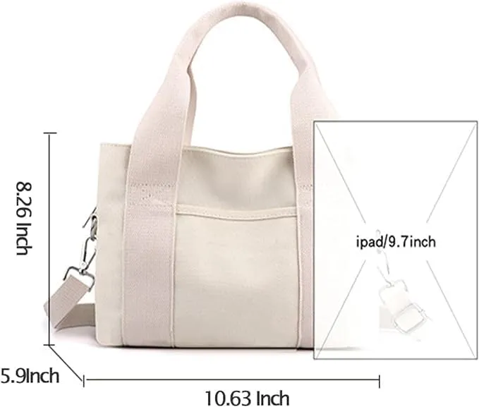 Canvas Tote Bags for Women Shoulder Hobo Bags Handbags Purse Big Satchel Purses Multi-pockets Casual Work Bags 2023