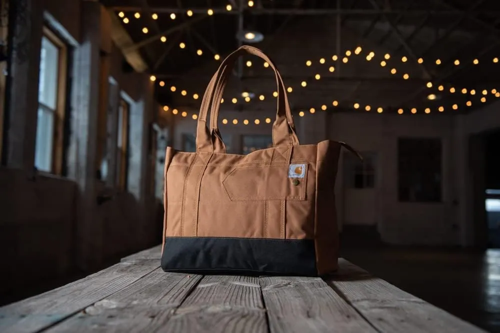 Carhartt Vertical, Durable Tote Bag with Snap Closure, Brown, One Size