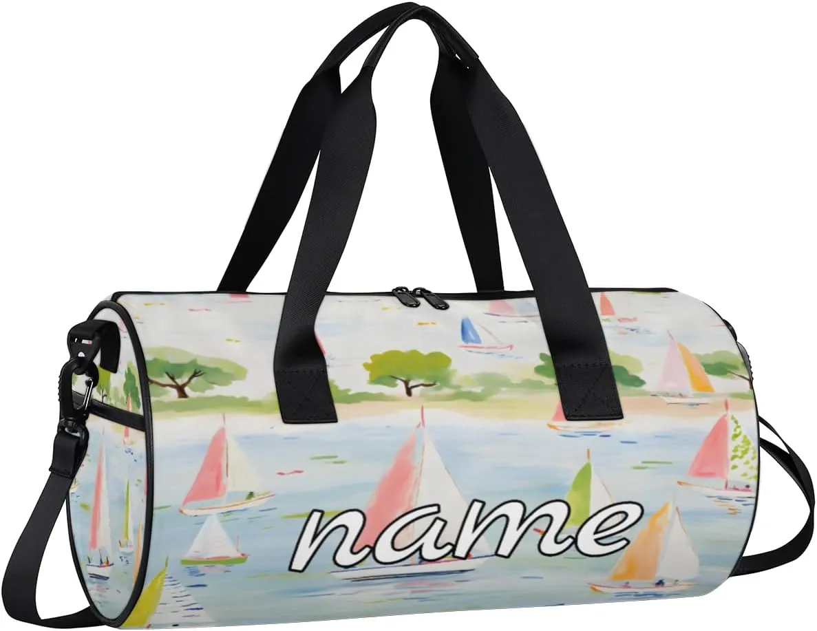 Cartoon Sailboat Ship Custom Duffel Bags Weekender Bags Custom Sport Duffel Bag Carry on Overnight Weekender Bag