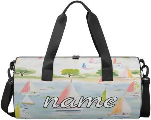 Cartoon Sailboat Ship Custom Duffel Bags Weekender Bags Custom Sport Duffel Bag Carry on Overnight Weekender Bag