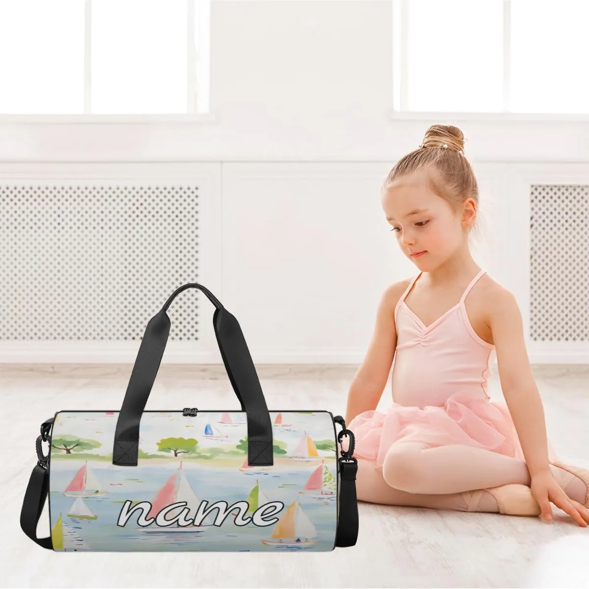 Cartoon Sailboat Ship Custom Duffel Bags Weekender Bags Custom Sport Duffel Bag Carry on Overnight Weekender Bag