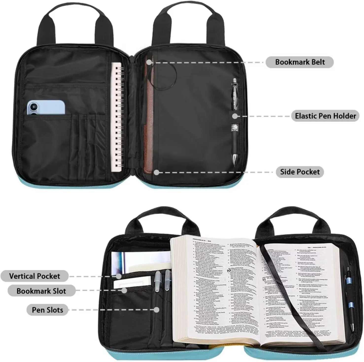Cat Piano Key Bible Cover Case for Women Bible Carrier With Shoulder Strap Bible Cover with Handles Easy to Clean