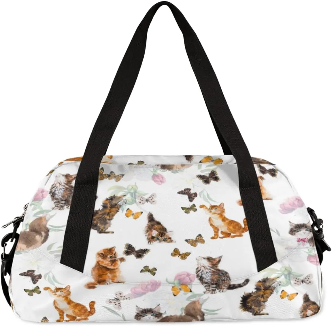 Cats Butterflies Kitten Gym Bag, Duffle Bag, Weekender Bag, Duffel Bag, Overnight Bag, Travel Duffel Bag, Dance Bag, Tote Bag, Beach Bag, Pool Bag, Gym Duffle Bag, Carry on Bag