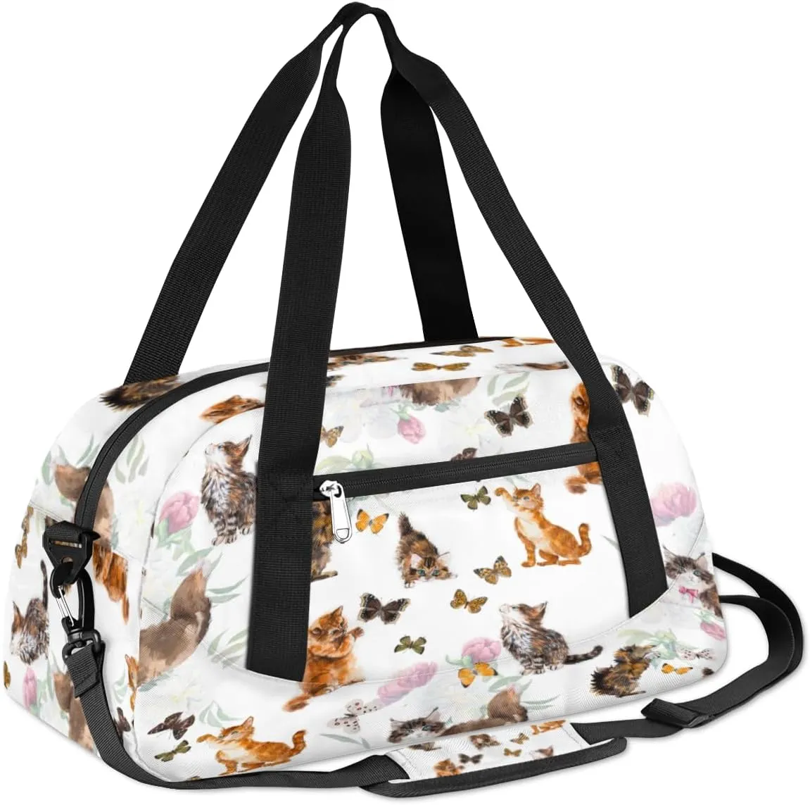 Cats Butterflies Kitten Gym Bag, Duffle Bag, Weekender Bag, Duffel Bag, Overnight Bag, Travel Duffel Bag, Dance Bag, Tote Bag, Beach Bag, Pool Bag, Gym Duffle Bag, Carry on Bag