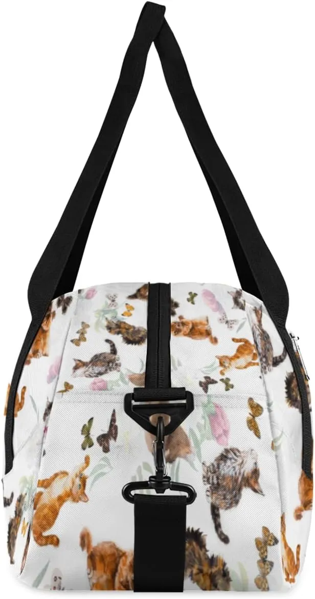 Cats Butterflies Kitten Gym Bag, Duffle Bag, Weekender Bag, Duffel Bag, Overnight Bag, Travel Duffel Bag, Dance Bag, Tote Bag, Beach Bag, Pool Bag, Gym Duffle Bag, Carry on Bag