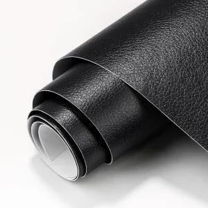 CAX Black Faux Leather Repair Patch 15.7x80 Inch Large Self-Adhesive Leather Repair Tape,Leather Repair Kit for Cabinets,Shelves,Sofa,Car Seats,Chairs,Bags,Shoes(Waterproof, Textured)
