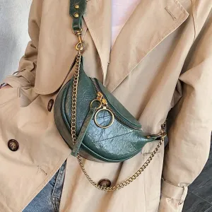 Chained Crossbody Bag Leather Waterproof Safe Small Shoulder