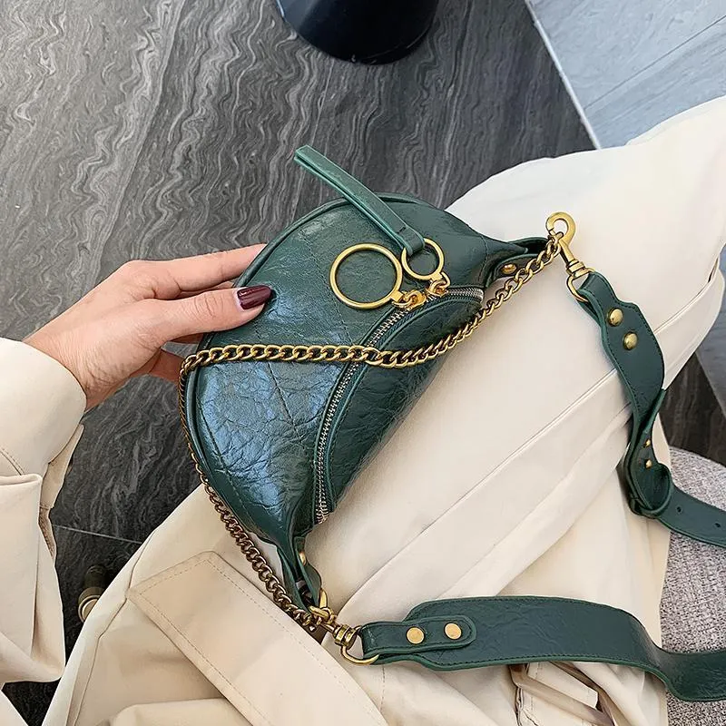 Chained Crossbody Bag Leather Waterproof Safe Small Shoulder
